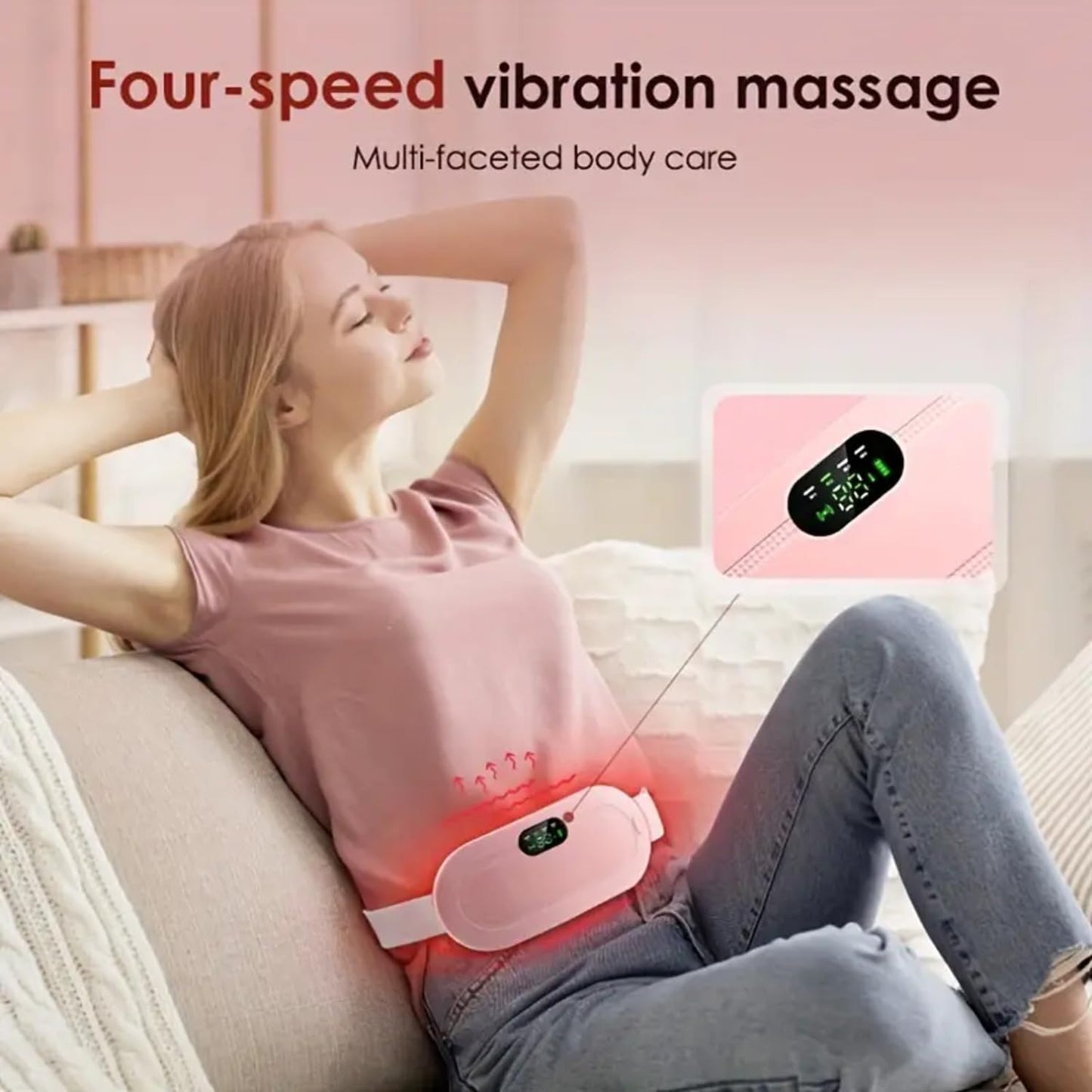 Period Cramp Relief Massager with Heating Pad for Back Pain|Cramp Free- Period Cramp Relief Heater & Massager|,Back/Belly Heating Pad